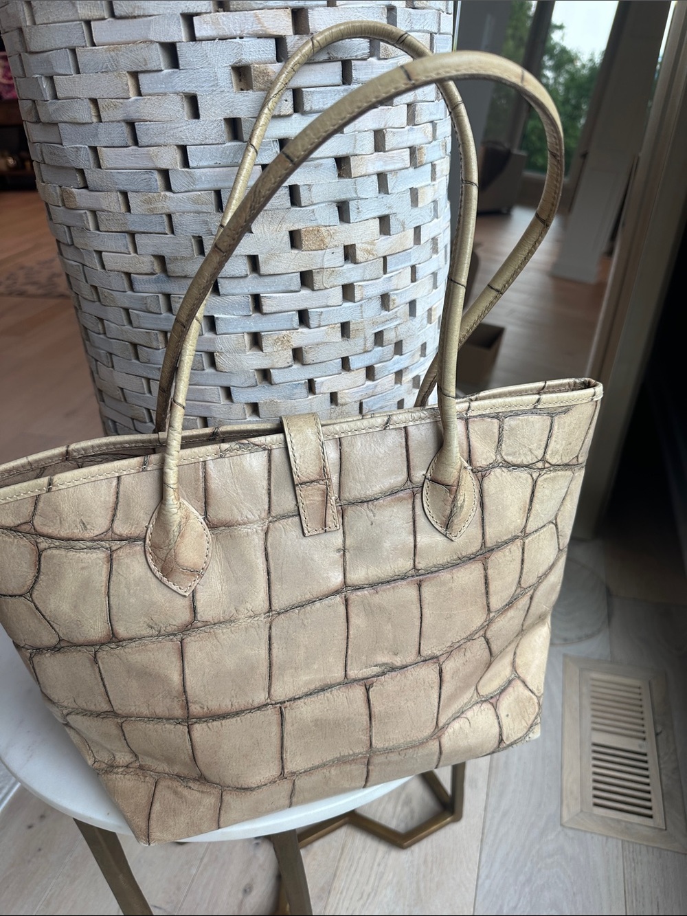 Dooney & Bourke Metallic Gold Croc-Embossed Tote - Picture 3 of 8